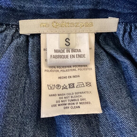 Ne Quittez Pas Anthropologie Top Size Small Peasant Denim Embroidered Blouse Tas - Picture 8 of 9